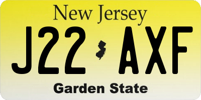 NJ license plate J22AXF
