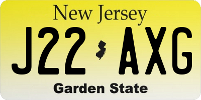 NJ license plate J22AXG