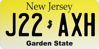 NJ license plate J22AXH