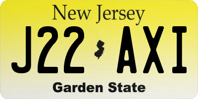 NJ license plate J22AXI
