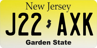 NJ license plate J22AXK