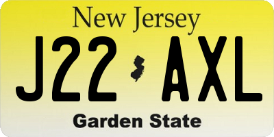 NJ license plate J22AXL
