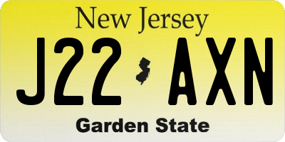 NJ license plate J22AXN