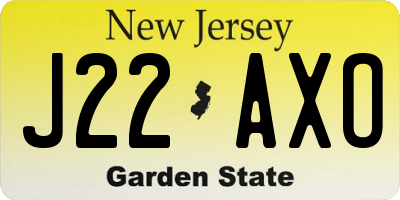 NJ license plate J22AXO