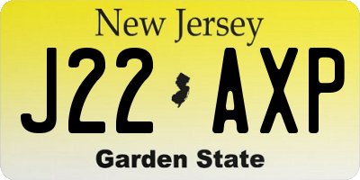 NJ license plate J22AXP