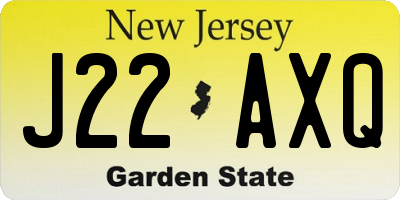 NJ license plate J22AXQ