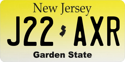 NJ license plate J22AXR