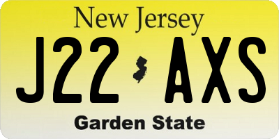 NJ license plate J22AXS