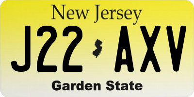 NJ license plate J22AXV