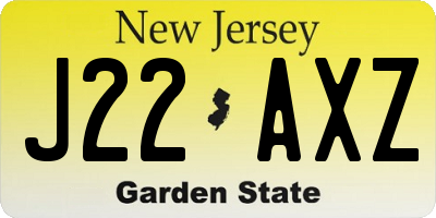 NJ license plate J22AXZ
