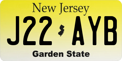 NJ license plate J22AYB
