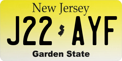 NJ license plate J22AYF