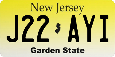 NJ license plate J22AYI