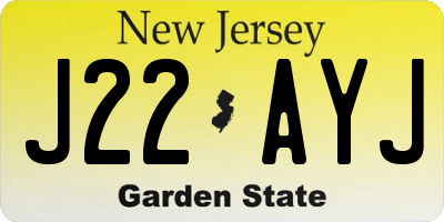 NJ license plate J22AYJ