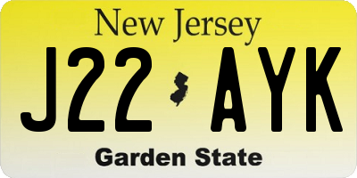 NJ license plate J22AYK