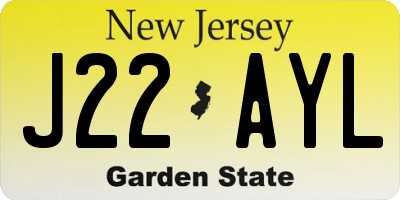 NJ license plate J22AYL