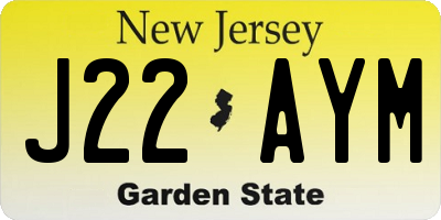 NJ license plate J22AYM