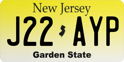 NJ license plate J22AYP