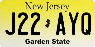 NJ license plate J22AYQ