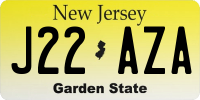 NJ license plate J22AZA