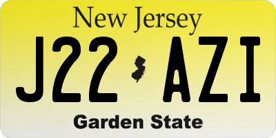 NJ license plate J22AZI
