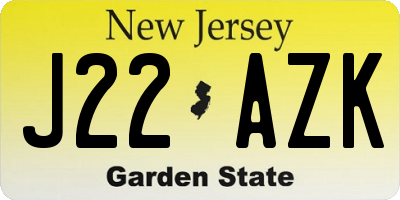 NJ license plate J22AZK