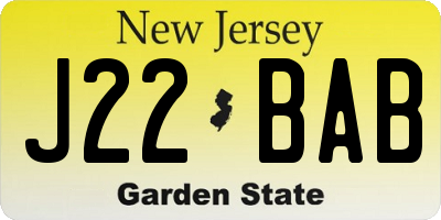 NJ license plate J22BAB