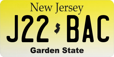 NJ license plate J22BAC