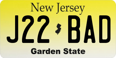NJ license plate J22BAD