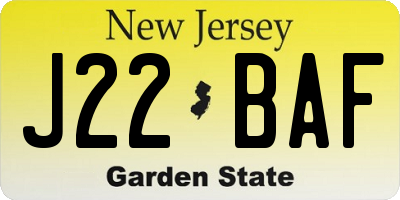 NJ license plate J22BAF