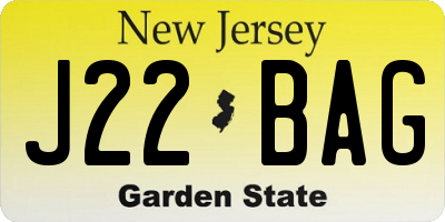NJ license plate J22BAG
