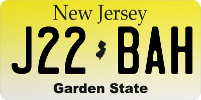 NJ license plate J22BAH