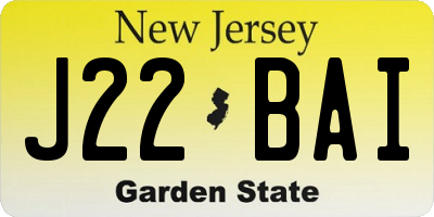 NJ license plate J22BAI