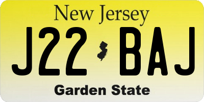 NJ license plate J22BAJ