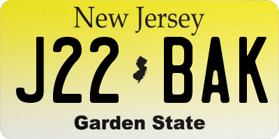 NJ license plate J22BAK