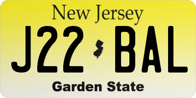 NJ license plate J22BAL