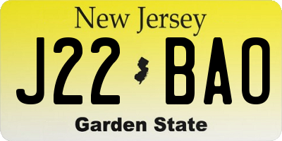 NJ license plate J22BAO