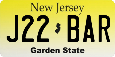 NJ license plate J22BAR