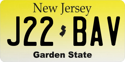 NJ license plate J22BAV