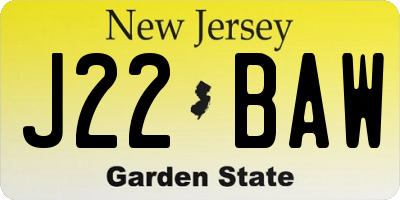 NJ license plate J22BAW