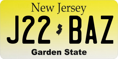 NJ license plate J22BAZ