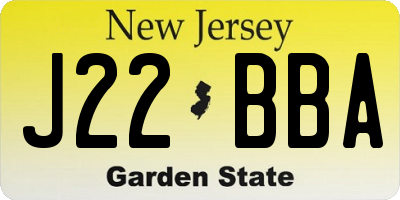NJ license plate J22BBA