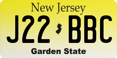 NJ license plate J22BBC