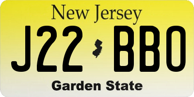 NJ license plate J22BBO