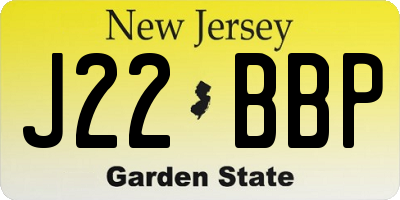 NJ license plate J22BBP
