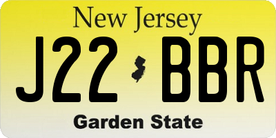 NJ license plate J22BBR