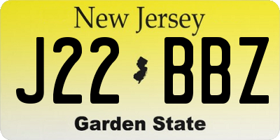 NJ license plate J22BBZ