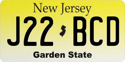 NJ license plate J22BCD