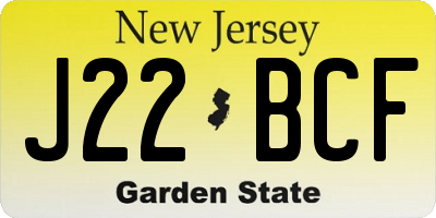 NJ license plate J22BCF