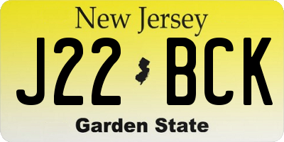 NJ license plate J22BCK